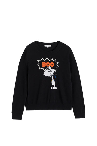 Black Wool-Cashmere Snoopy Boo Sweater