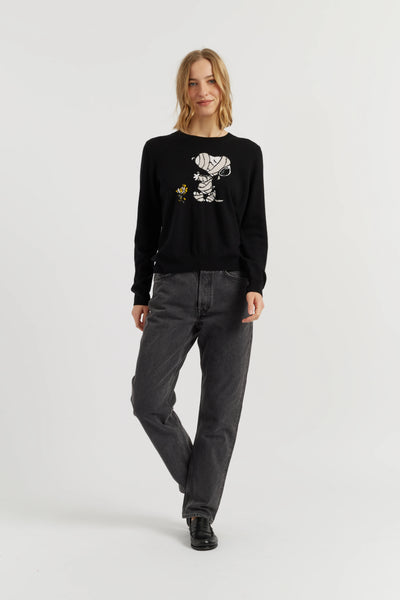 Black Wool-Cashmere Snoopy Mummy Sweater