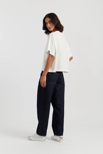 Cream Cotton Woodstock Embroidered T-Shirt