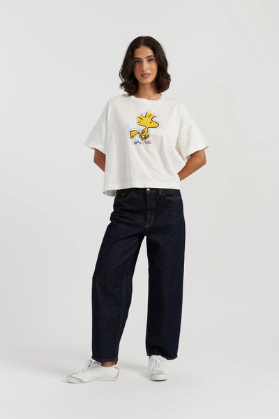 Cream Cotton Woodstock Embroidered T-Shirt