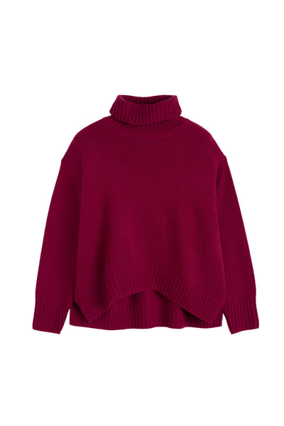 Cherry Pure Cashmere Relaxed Rollneck Sweater