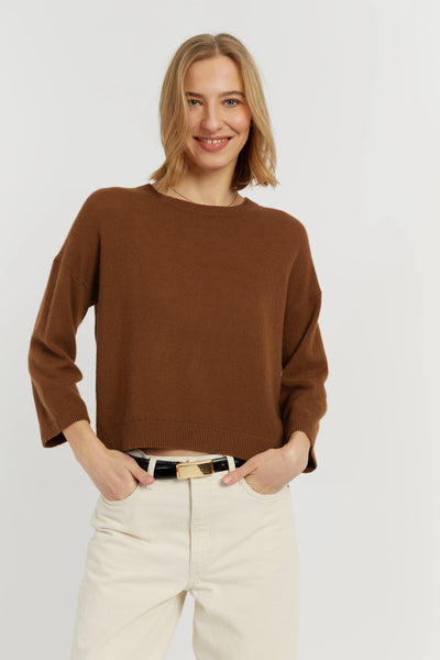 Toffee Cloud Cashmere Cropped Sweater