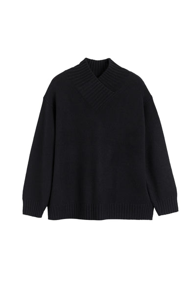 Black Pure Cashmere Soft Wrap Sweater