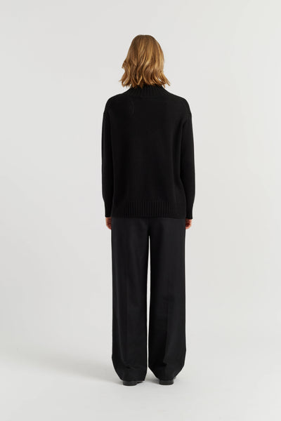 Black Pure Cashmere Soft Wrap Sweater