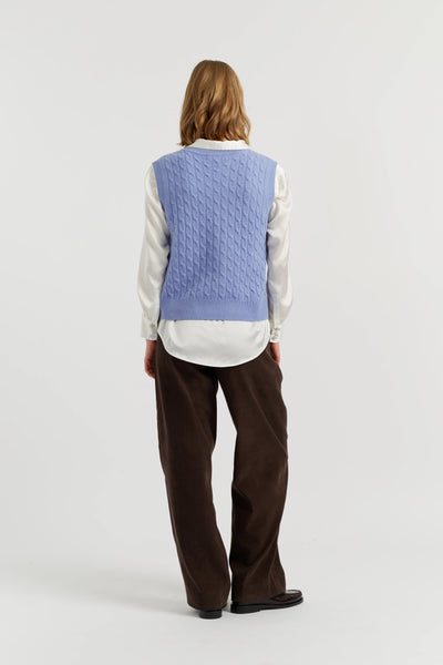 Baby-Blue Pure Cashmere Cabled Tank