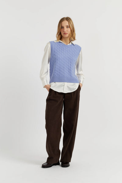Baby-Blue Pure Cashmere Cabled Tank