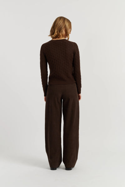 Chocolate Pure Cashmere Cable Sweater