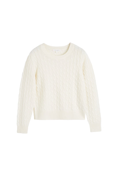 Cream Pure Cashmere Cable Sweater