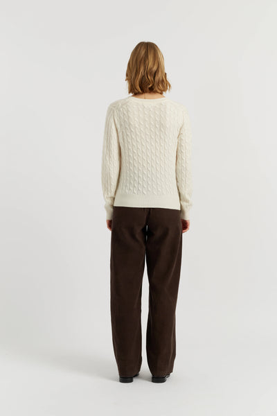 Cream Pure Cashmere Cable Sweater