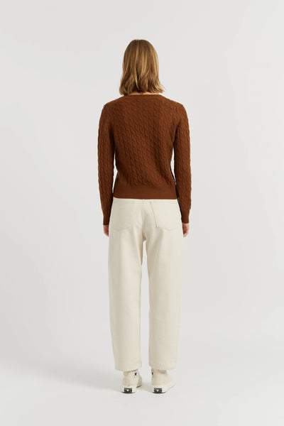 Toffee Pure Cashmere Cable Sweater