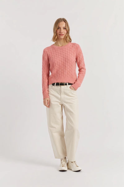 Salmon Pure Cashmere Cable Sweater