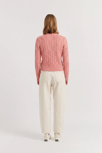 Salmon Pure Cashmere Cable Sweater