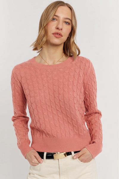 Salmon Pure Cashmere Cable Sweater