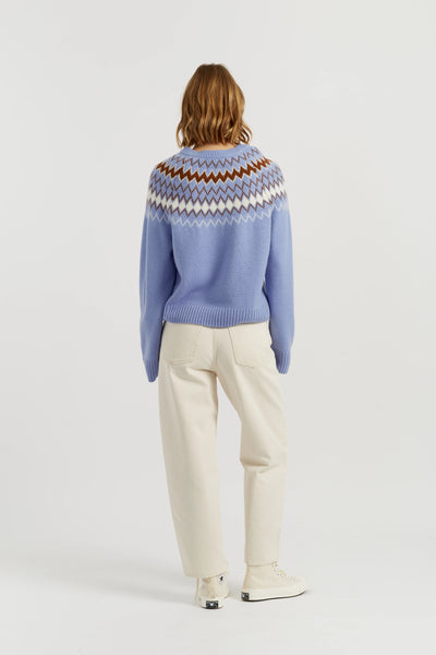 Baby-Blue Wool-Cashmere Fair Isle Sweater