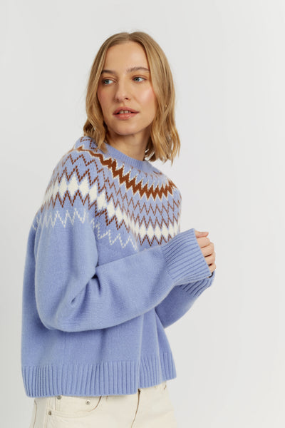 Baby-Blue Wool-Cashmere Fair Isle Sweater