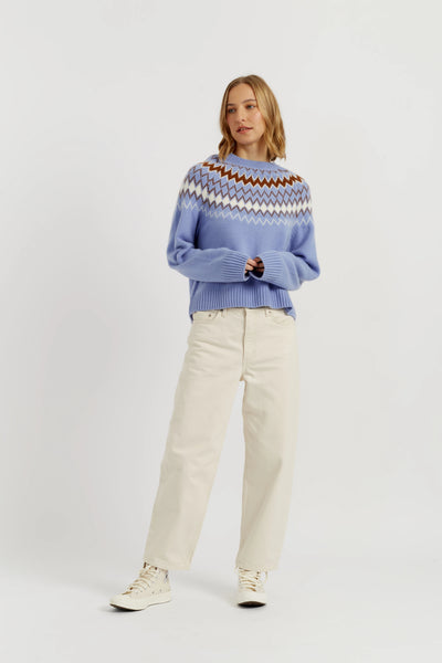 Baby-Blue Wool-Cashmere Fair Isle Sweater