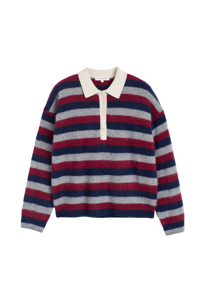 Multi Merino Stripe Polo Top