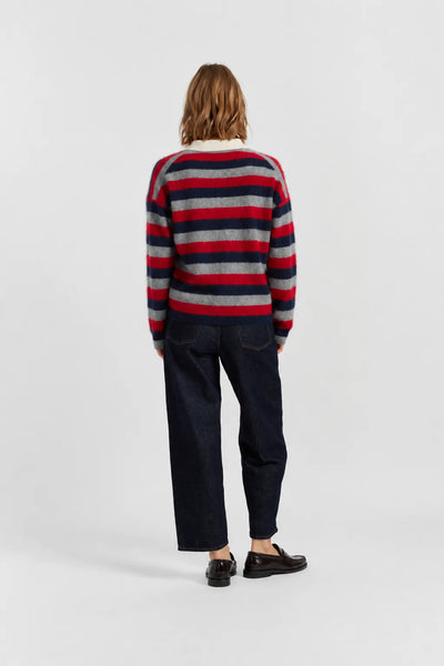 Multi Brushed Merino Stripe Polo Top