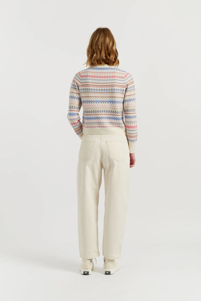 Cream Wool-Cashmere Fair Isle Sweater