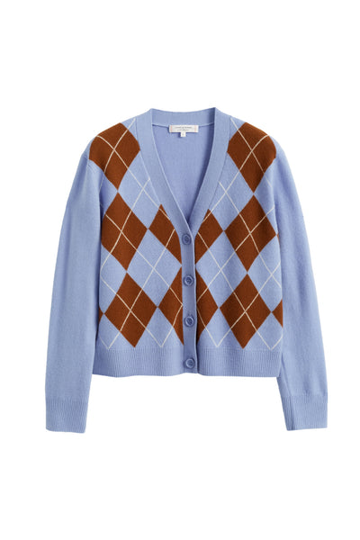 Baby-Blue Wool-Cashmere Diamond Cardigan