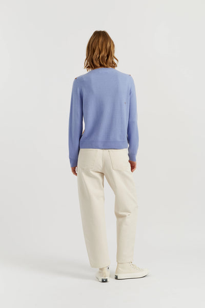 Baby-Blue Wool-Cashmere Diamond Sweater