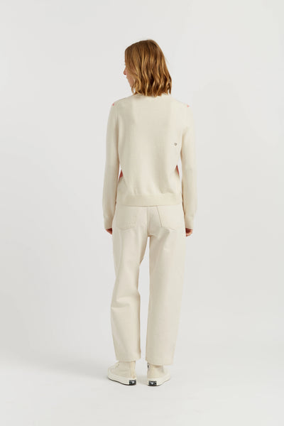 Salmon Wool-Cashmere Diamond Sweater