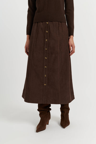 Chocolate Cotton A-Line Skirt