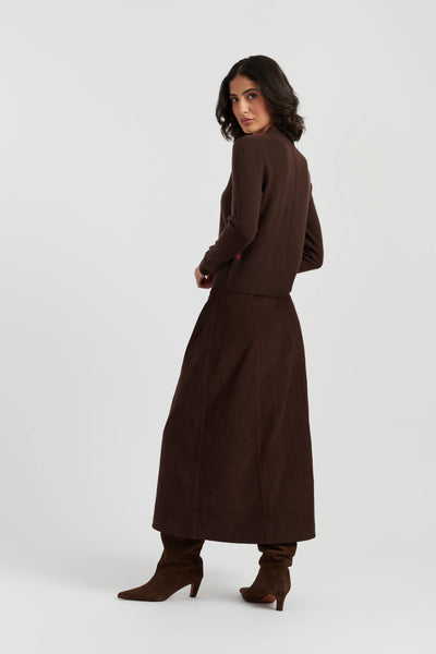 Chocolate Cotton A-Line Skirt