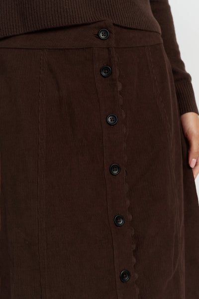 Chocolate Cotton A-Line Skirt