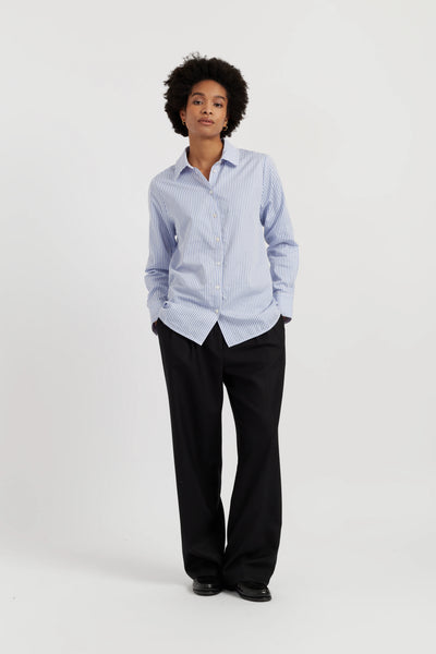 Baby-Blue Cotton Stripe Shirt