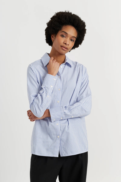 Baby-Blue Cotton Stripe Shirt