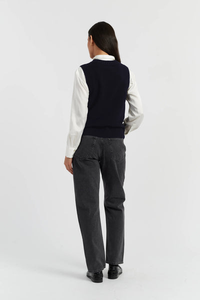 Navy Wool-Cashmere Tank