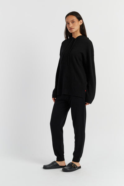 Black Wool-Cashmere Relaxed Hoodie