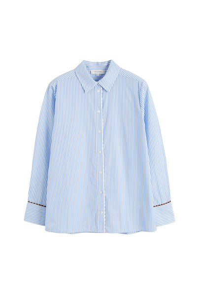 Baby-Blue Cotton Stripe Shirt