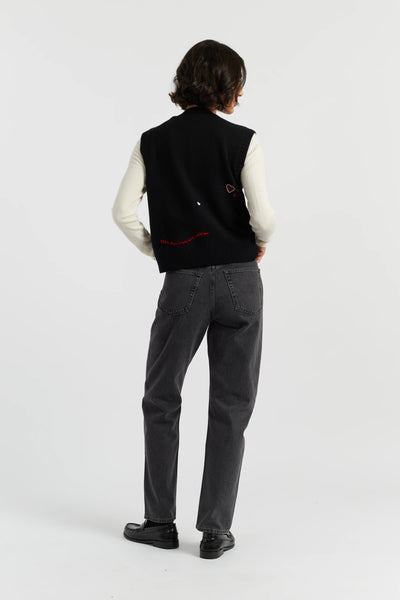 Black Wool-Cashmere Snoopy Anniversary Tank