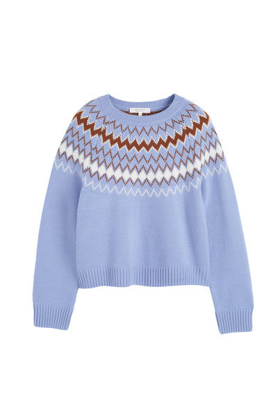 Baby-Blue Wool-Cashmere Fair Isle Sweater