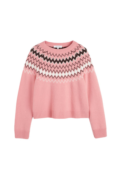 Salmon Wool-Cashmere Fair Isle Sweater