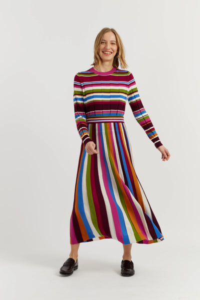 Multi Merino Stripe Skirt