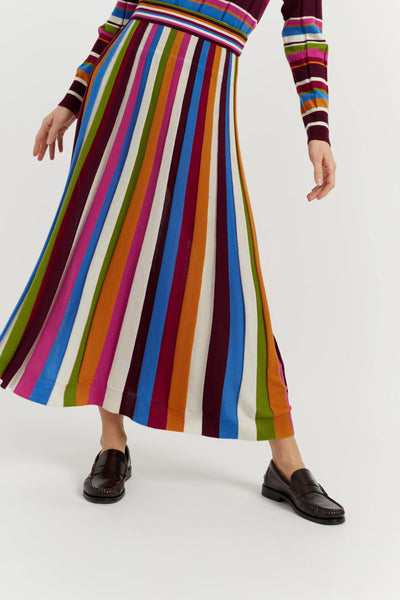 Multi Merino Stripe Skirt