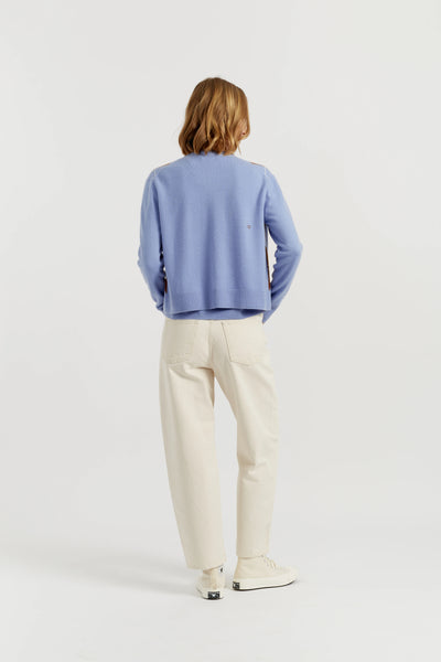 Baby-Blue Wool-Cashmere Diamond Cardigan