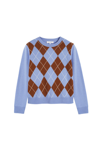 Baby-Blue Wool-Cashmere Diamond Sweater