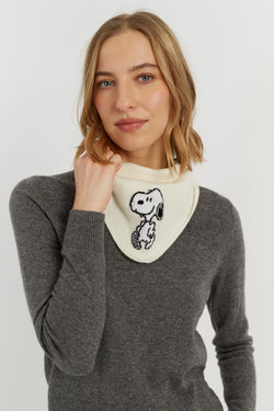 Cream Wool-Cashmere Snoopy Triangle Scarf