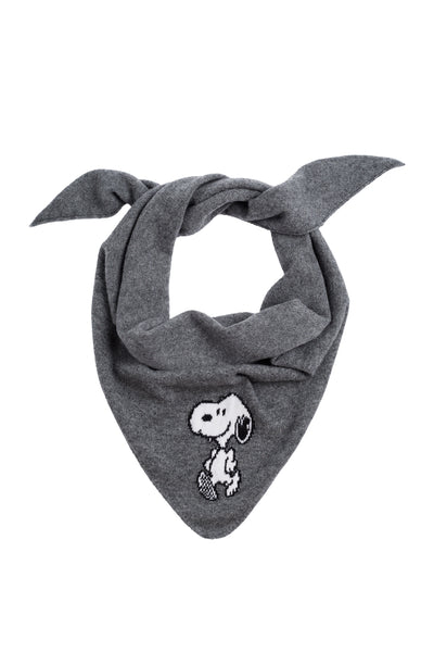 Grey Wool-Cashmere Snoopy Triangle Scarf