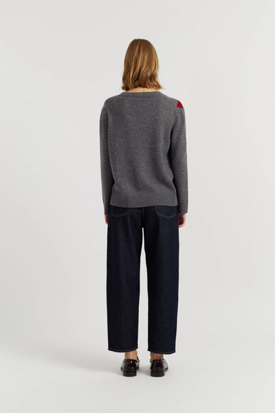 Multi Wool-Cashmere Snoopy Argyle Cardigan