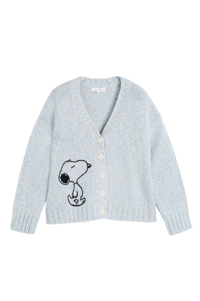 Blue Merino Snoopy Marl Cardigan