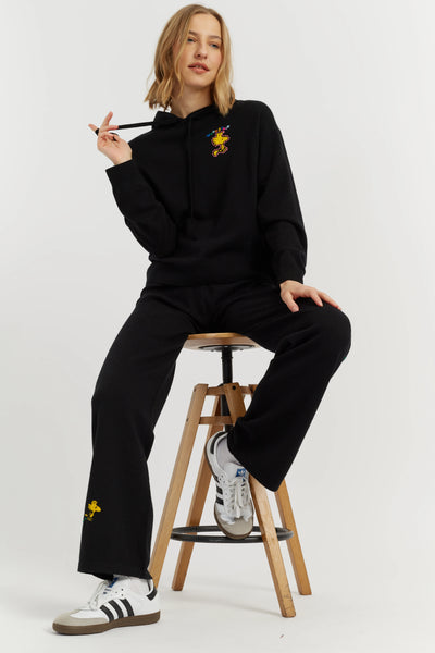 Black Wool-Cashmere Snoopy Hoodie