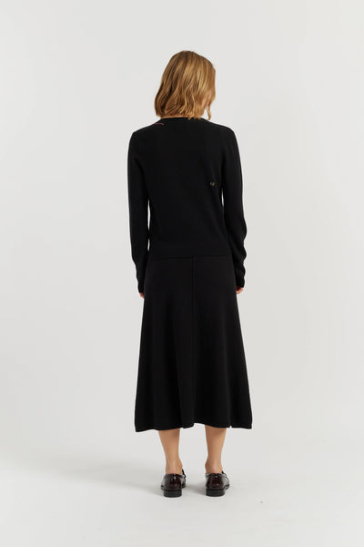 Black Wool-Cashmere Snoopy Pocket Cardigan