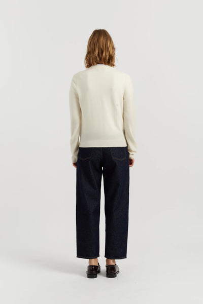 Cream Wool-Cashmere Snoopy Pocket Cardigan