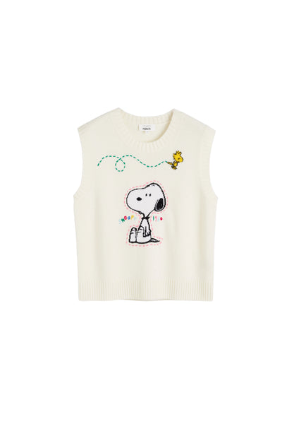 Cream Wool-Cashmere Snoopy Tank