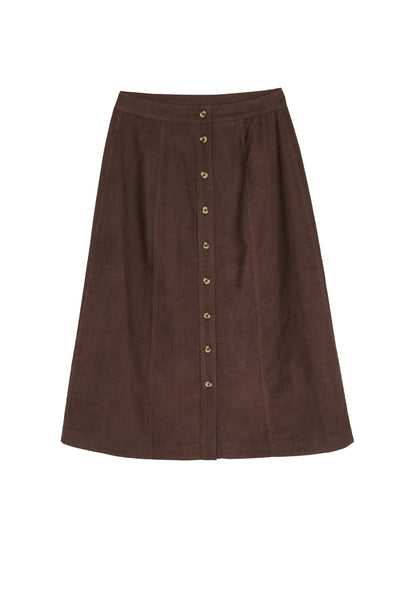 Chocolate Cotton A-Line Skirt